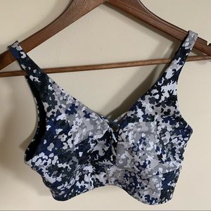 Gap Fit Blue Camouflage Longline Sports Bra Sz S